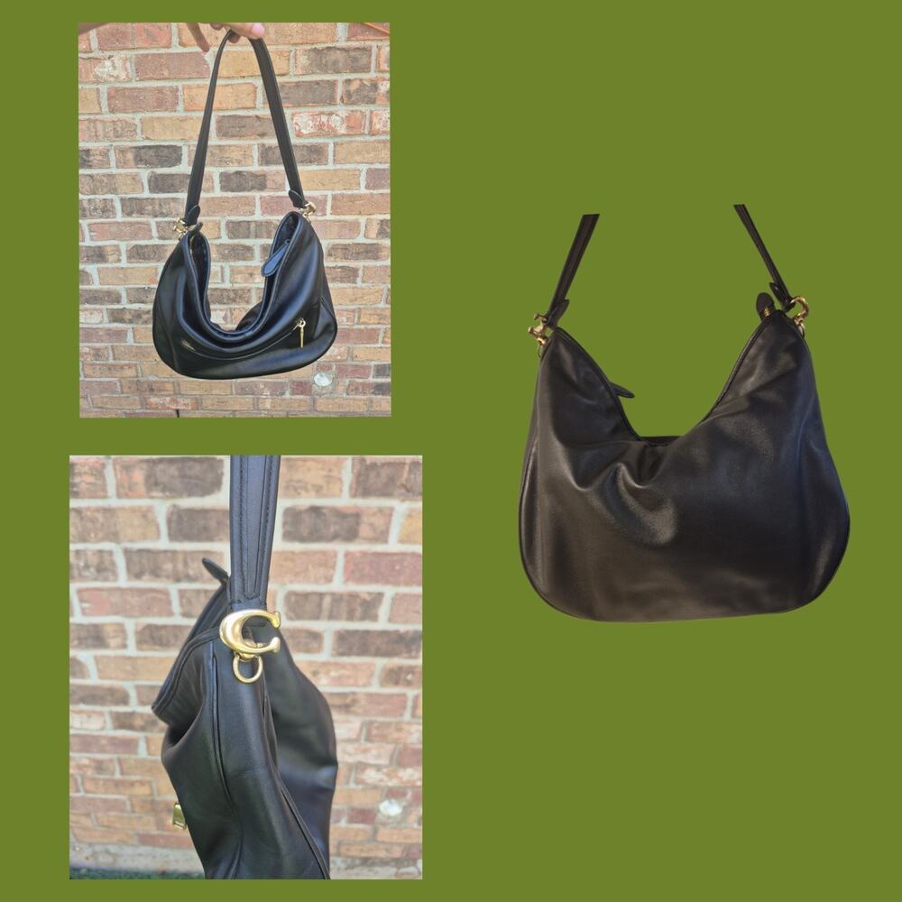 COACH Women's Soft Tabby Leather Hobo Shoulder Bag Black Missing Strap & Tag